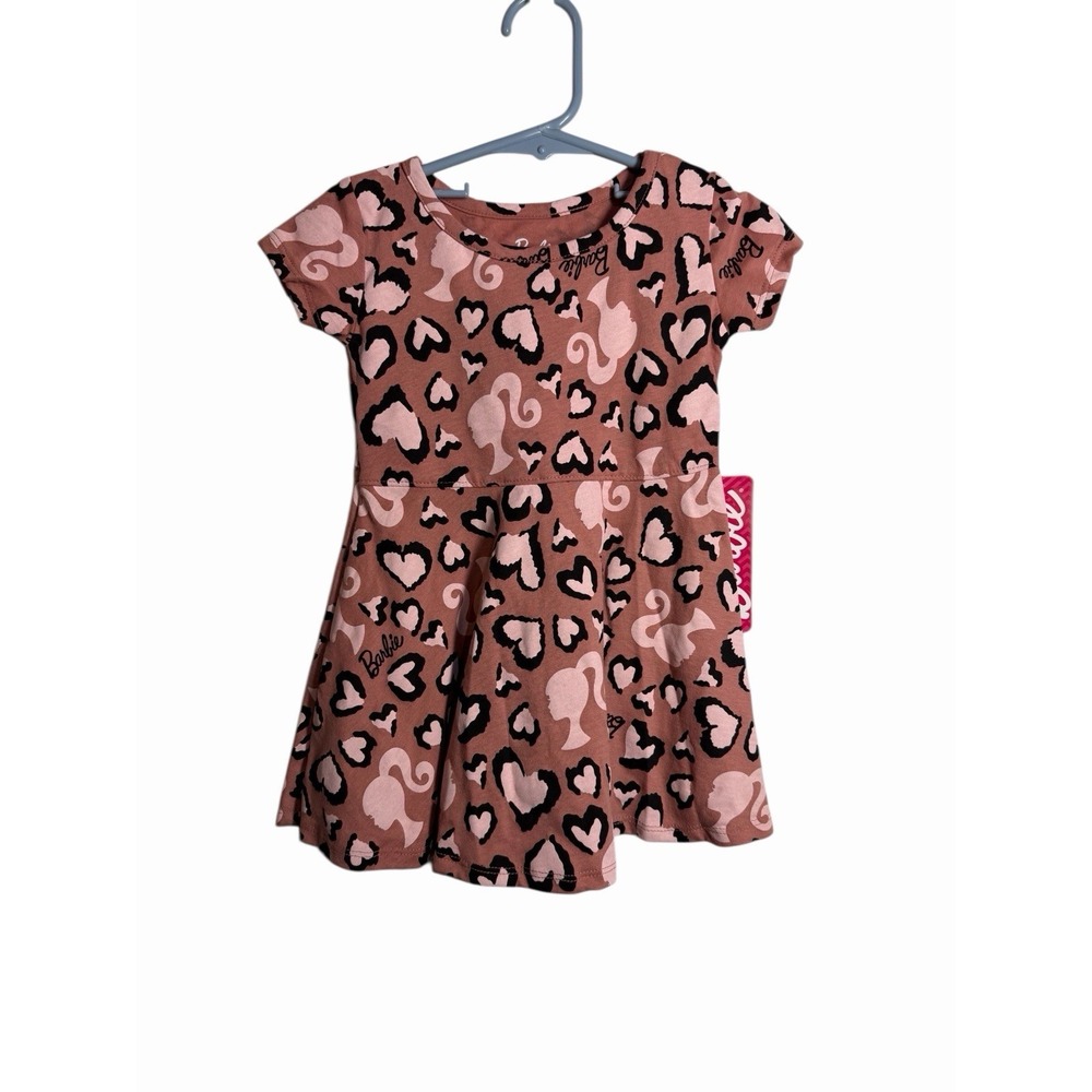 barbie toddler baby girls dress size 18 months short‎ sleeve pink hearts